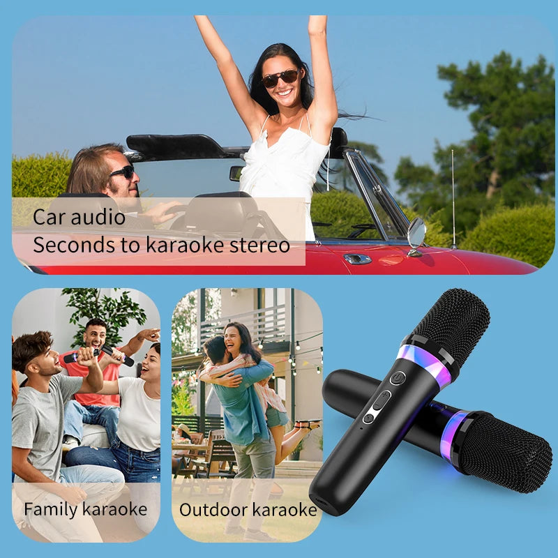 DS-K2 Karaoké Compagnon Bluetooth 5.3 Microphones dynamiques sans fil RVB Lumière colorée HIFI Stéréo DSP Système de mixage pour haut-parleur filaire Amplificateur Kit de voiture
