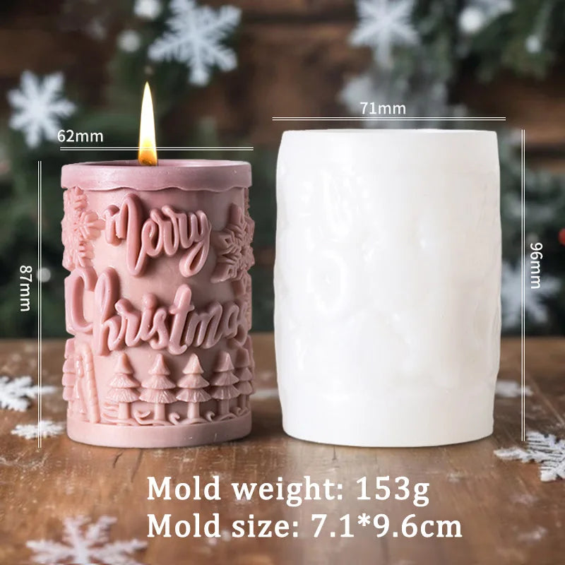 Bonhomme de neige flocons de neige motif bougie cylindrique moule en Silicone joyeux noël