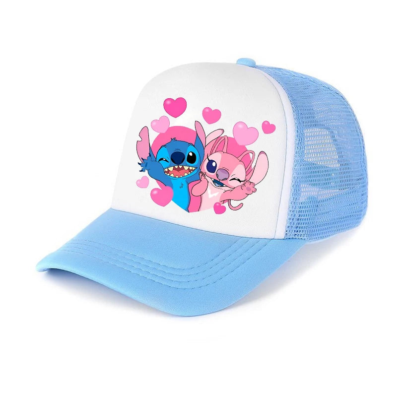 Casquette de baseball Stitch pour garçons et filles, chapeau de soleil en maille imprimé hip-hop décontracté unisexe à protection réglable, chapeau classique à visière en coton