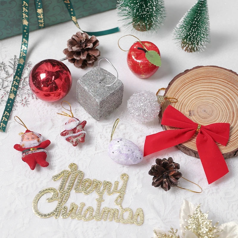 10/13/14 pièces décor de Noël père Noël boules de Noël pommes de pin arcs ensemble arbre de Noël suspendus ornements