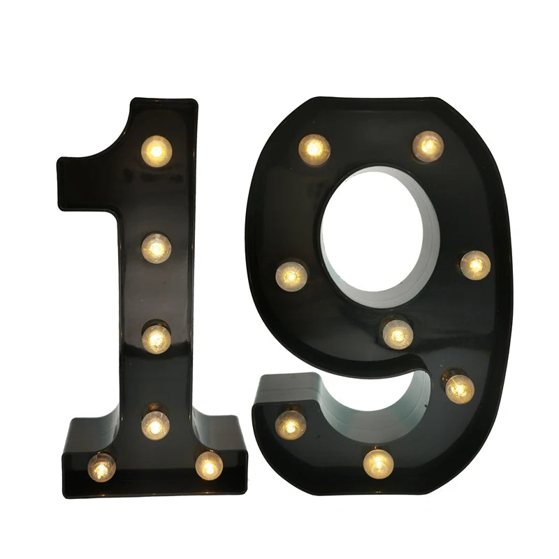 2 pièces 18 21st 30th 40th 50th 60th noir numéro LED chaîne veilleuse lampe joyeux adulte anniversaire fête décoration