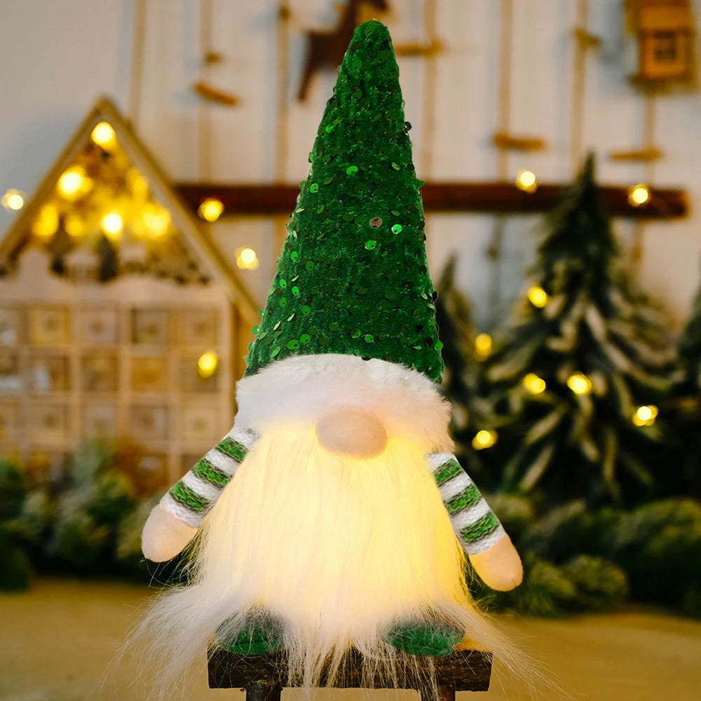 Gnome elfe avec lumière LED, décorations de Noël pour la maison