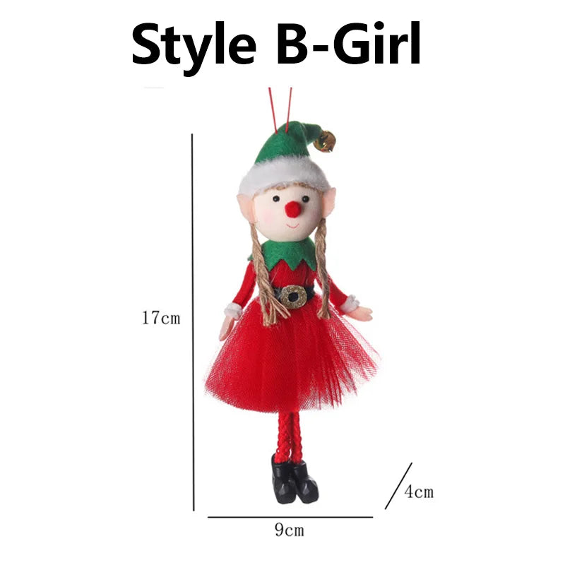 Poupées en peluche elfes de Noël, suspendus, décor d'arbre de Noël