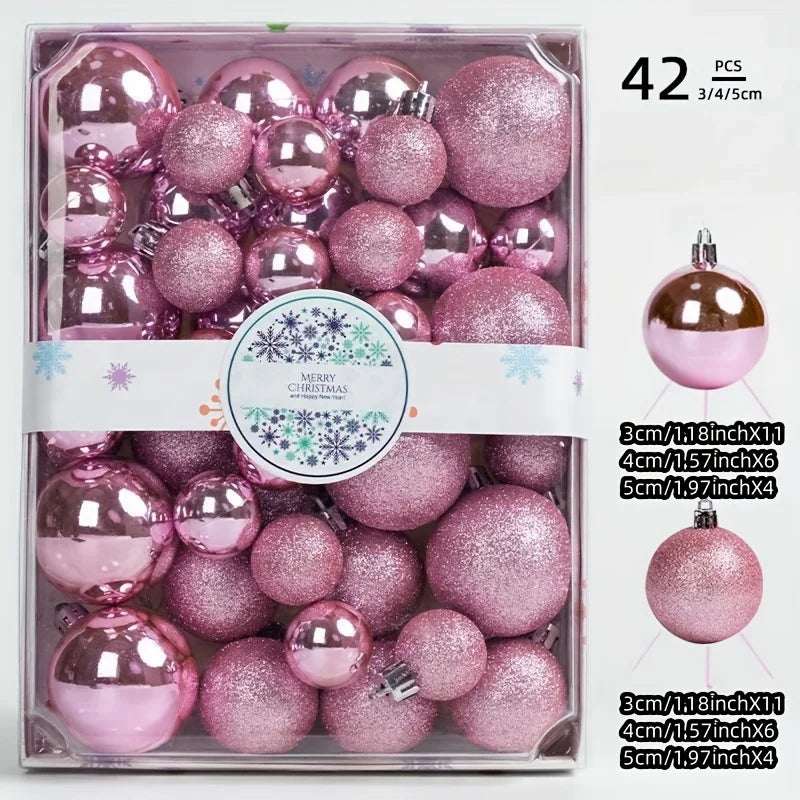 42 boules de Noël, décorations d'arbre de Noël, boules suspendues en différentes couleurs, boules décoratives de Noël et décoration de Noël