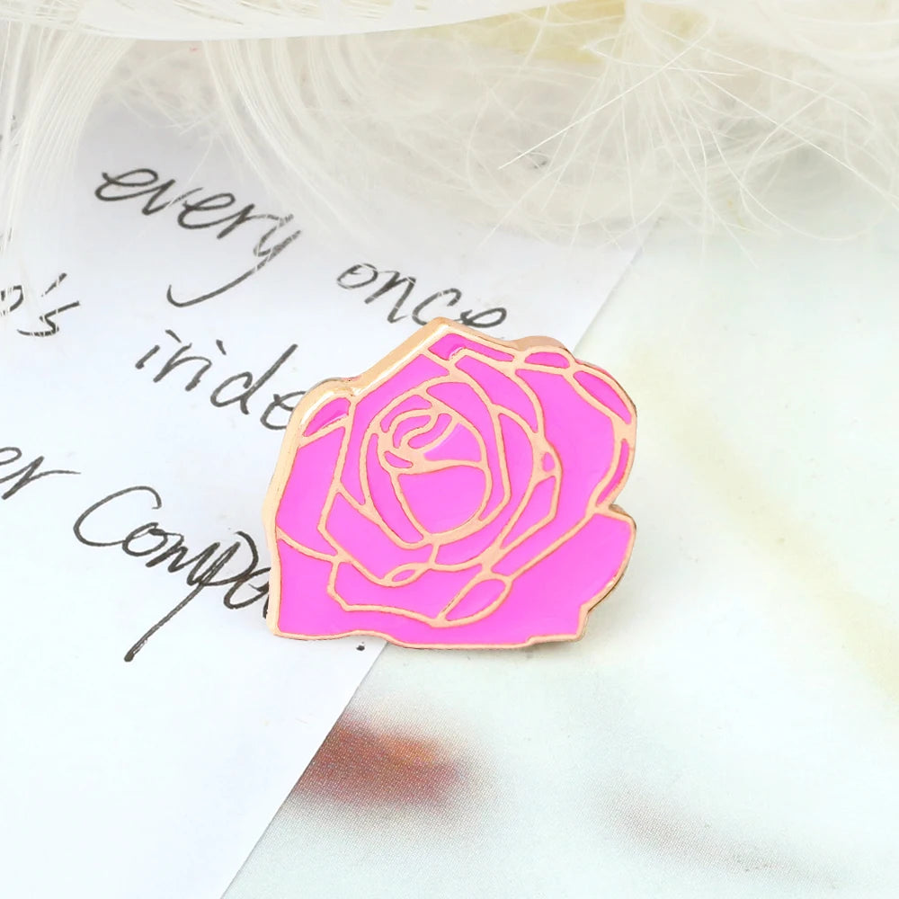 Broches romantiques pour Couple, Rose rouge et noire