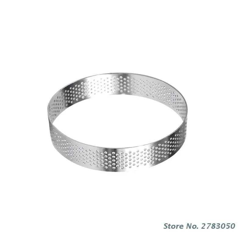 Anneau de tarte circulaire pour Dessert français, en acier inoxydable, perforé, tarte aux fruits, Quiche, moule à Mousse, de cuisine, 9 tailles, 1 pièce