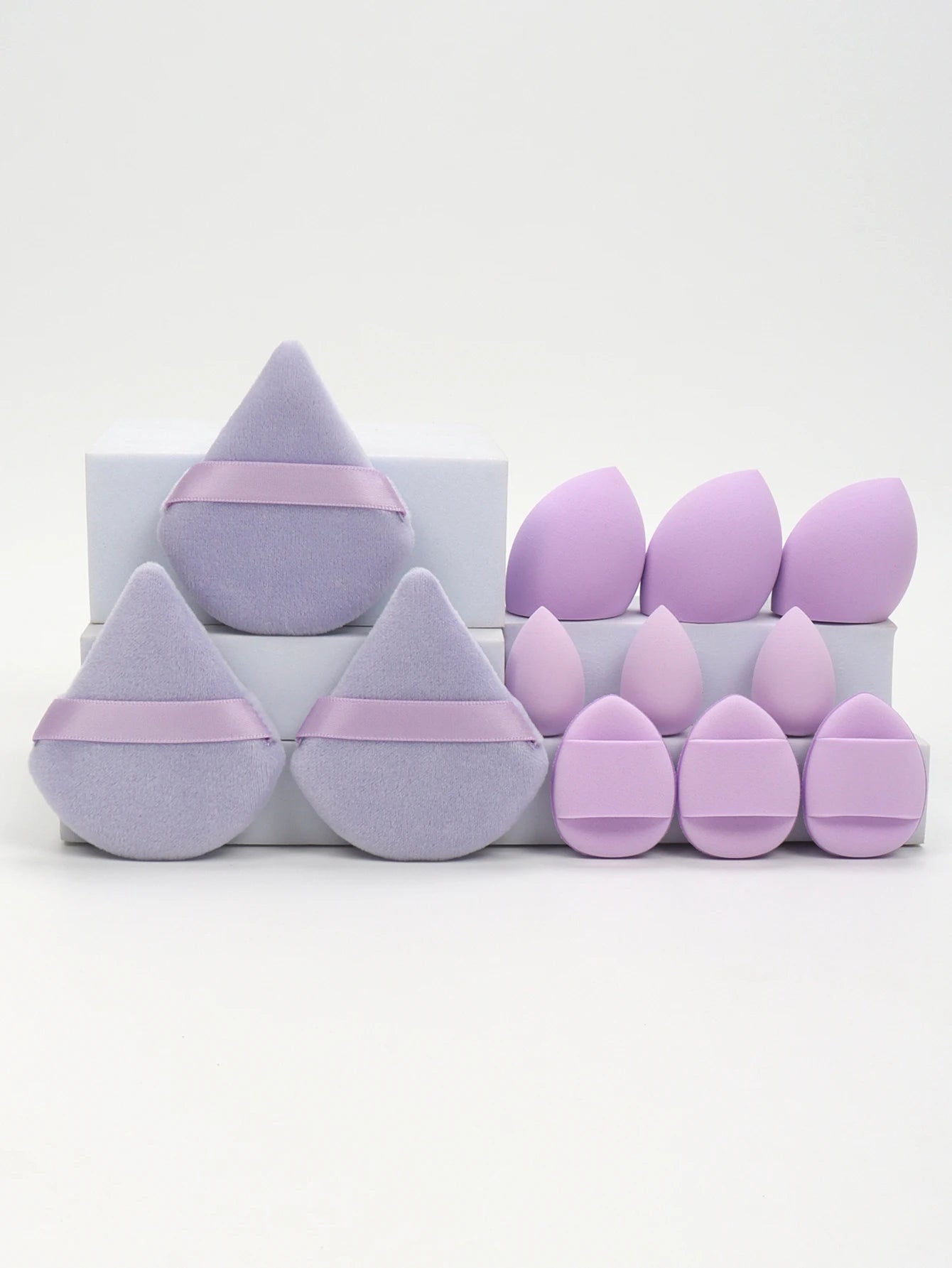 Ensemble d'éponges de maquillage polyvalentes, faites de 3 bouffées de poudre adt, 3 mini bouffées de coussin d'air, 3 œufs de beauté et 3 mini beauté, 12 pièces