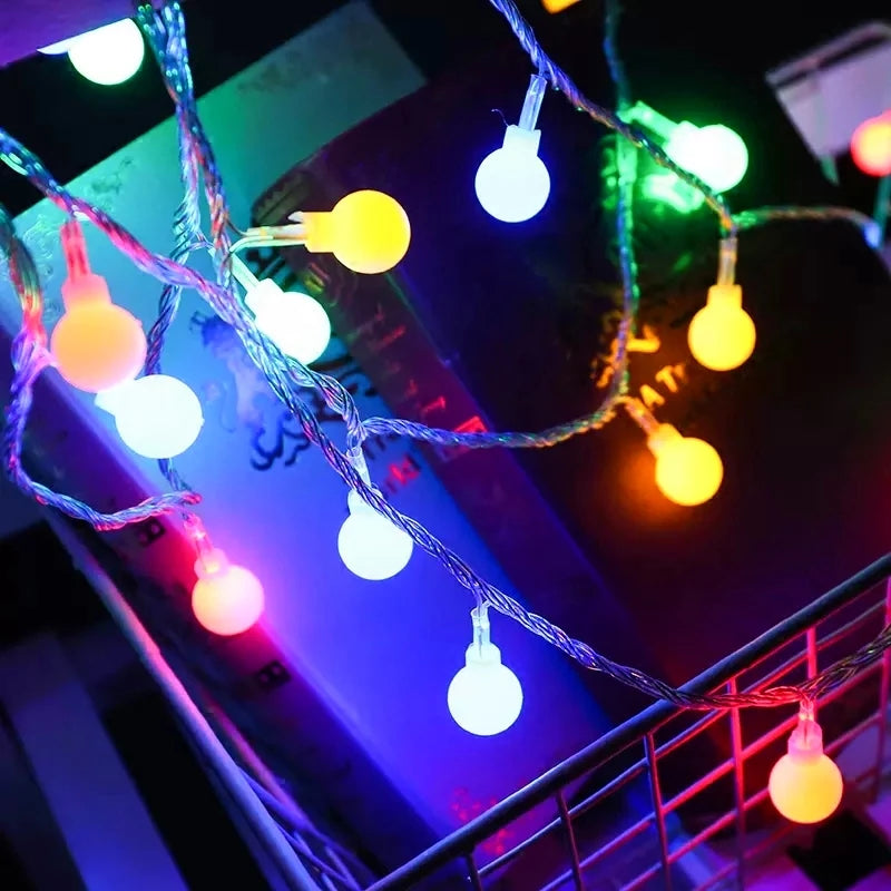 Guirlande lumineuse boule LED alimentée par batterie USB, lampe d'extérieur, lumières dégradées, décoration de Noël, mariage et jardin, 10m