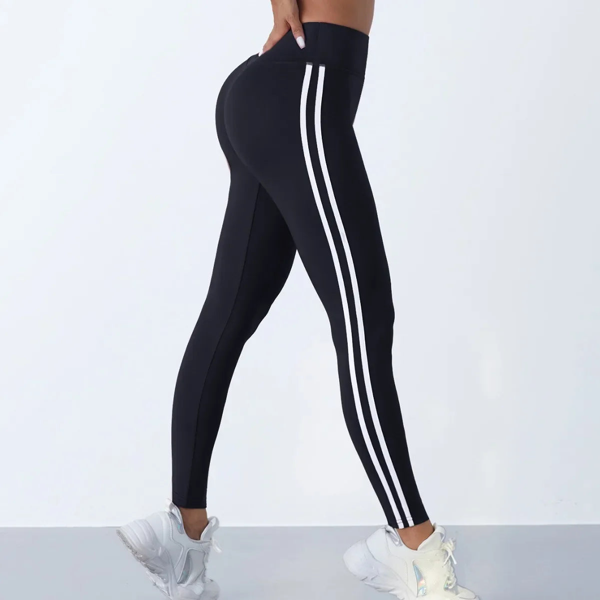 Leggings de Yoga pour femmes, pantalons de sport Slim rayés, taille haute, levage des hanches, collants décontractés, entraînement, course à pied, extensibles