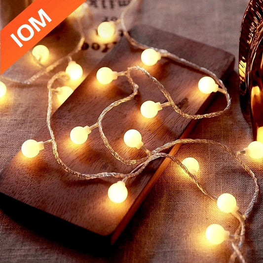 Guirlande lumineuse boule LED alimentée par batterie USB, lampe d'extérieur, lumières dégradées, décoration de Noël, mariage et jardin, 10m