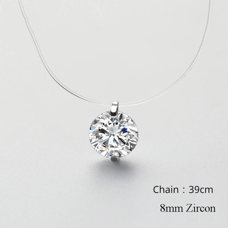 INZATT 925 argent Sterling Zircon cristal perle pendentif collier ras du cou ligne de pêche transparente 2020 bijoux fins pour les femmes