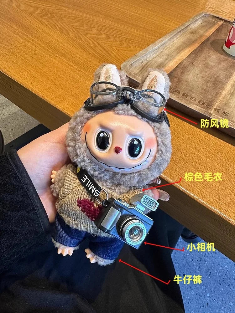 Ensemble de vêtements de poupée Labubu, accessoires de poupée, ensembles multiples en option, outils, appareil photo, salopette, chapeau seau, mignon, fait à la main, de haute qualité