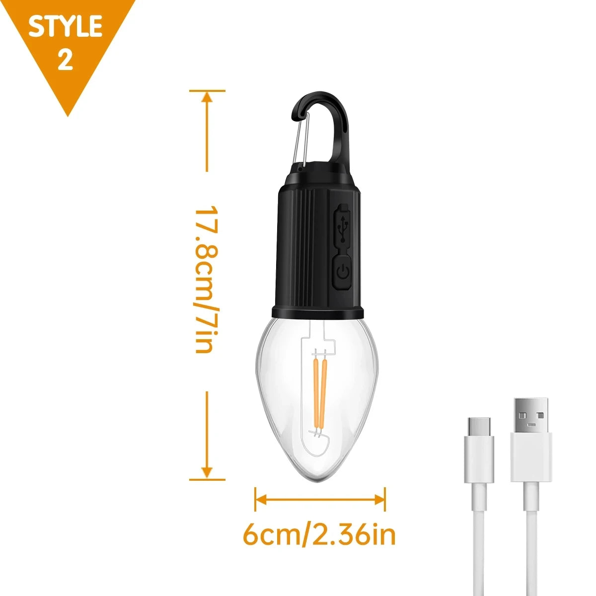 LED Camping Lights USB Rechargeable 3 Lighting Modes Dimmable Vintage Light Bulbs with Hook Outdoor Camping Hiking Tent Lantern