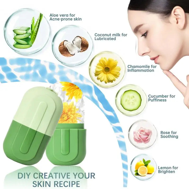 Rouleau de glace à compresse froide pour le visage et les yeux, Massage de beauté, moule à glace en Silicone, outil de soins de la peau du visage rafraîchissant et raffermissant