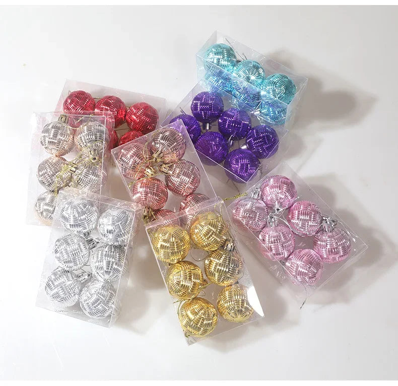 Ensemble d'ornements de boule de Noël en plastique, 8 pièces/ensemble 4CM, pendentif d'arbre de Nël, accessoires de décoration Noël