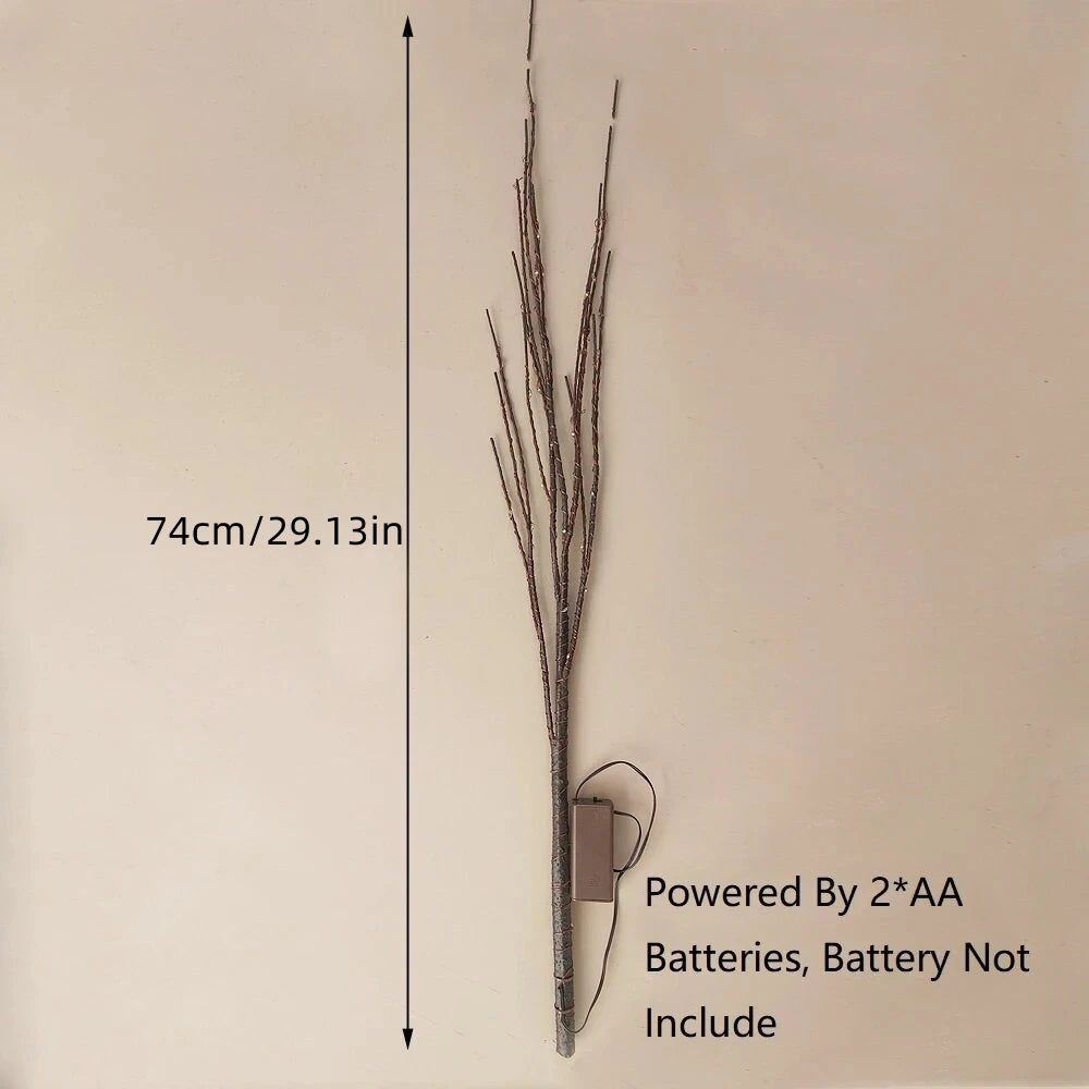 Branches artificielles marron à 50led, 1 pièce, 74cm/29,13 pouces, lumière de décoration intérieure alimentée par batterie pour la maison
