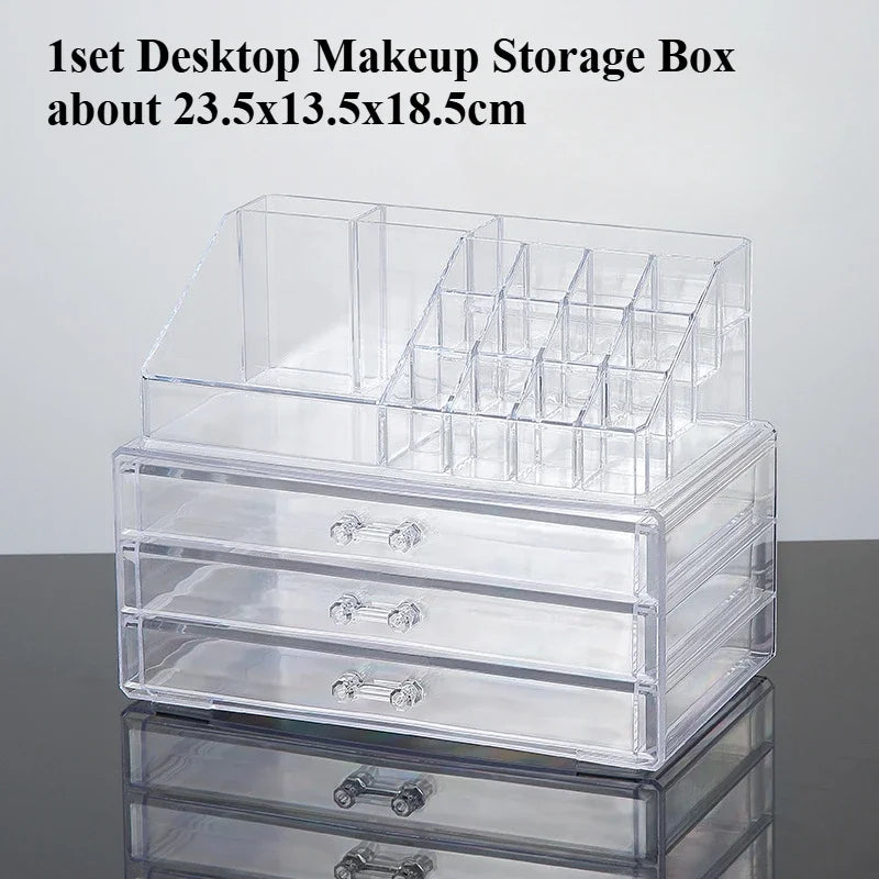 Desktop Makeup Storage Box Multi-layer Drawer Lipstick Organizer Multi-functional Storage Transparent Black Makeup Organizer