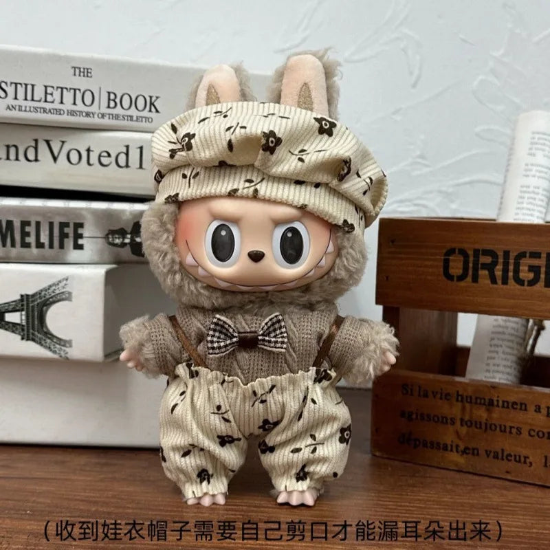 Costume de poupée Labubu mignon 17 Cm, vêtements Labubu, Figurines revêtues de caoutchouc, salopette, robes pour bébé, tenues d'été, cadeau de vacances