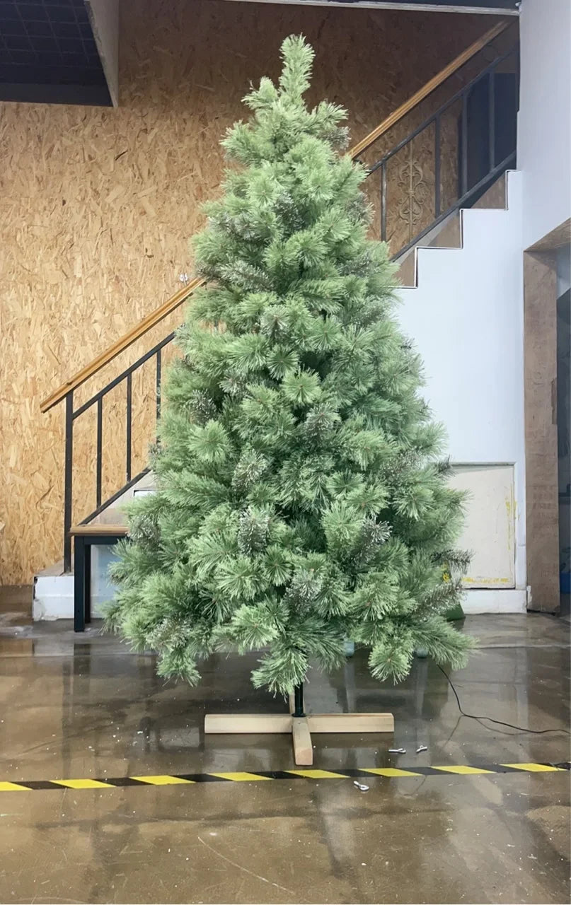 Sapin de Noël en sapin Élvert avec éclairage LED, matériau PVC, support en bois, 6/7 pointes, sans lumières, fédération 510/600, hiver