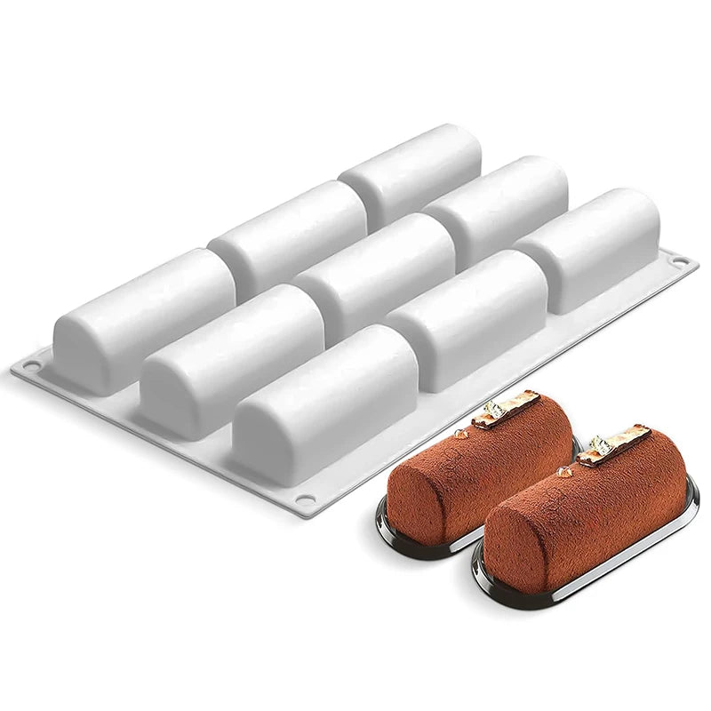 Moule à gâteau en rondins à 9 cavités, pour la cuisson du rouleau 3D, cylindre, pâtisserie, Dessert