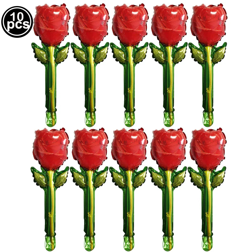 Grands ballons roses rouges de mariage, ballons en aluminium en forme de fleur de Rose, décorations cadeaux d'anniversaire pour la fête des mères, cadeaux d'anniversaire