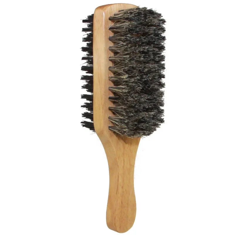 Brosse à cheveux en poils de sanglier pour hommes, brosse ondulée en bois naturel pour hommes, brosse à cheveux coiffante pour cheveux courts, longs, épais, bouclés et ondulés