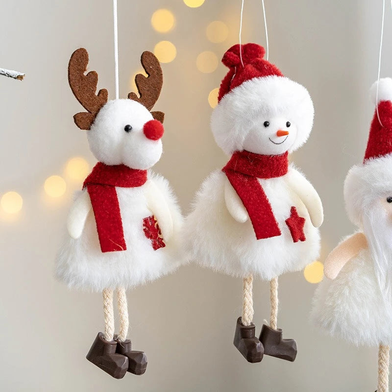 Poupées en peluche de Noël suspendues, ornements d'arbre de Noël, pendentif mignon bonhomme de neige d'élan