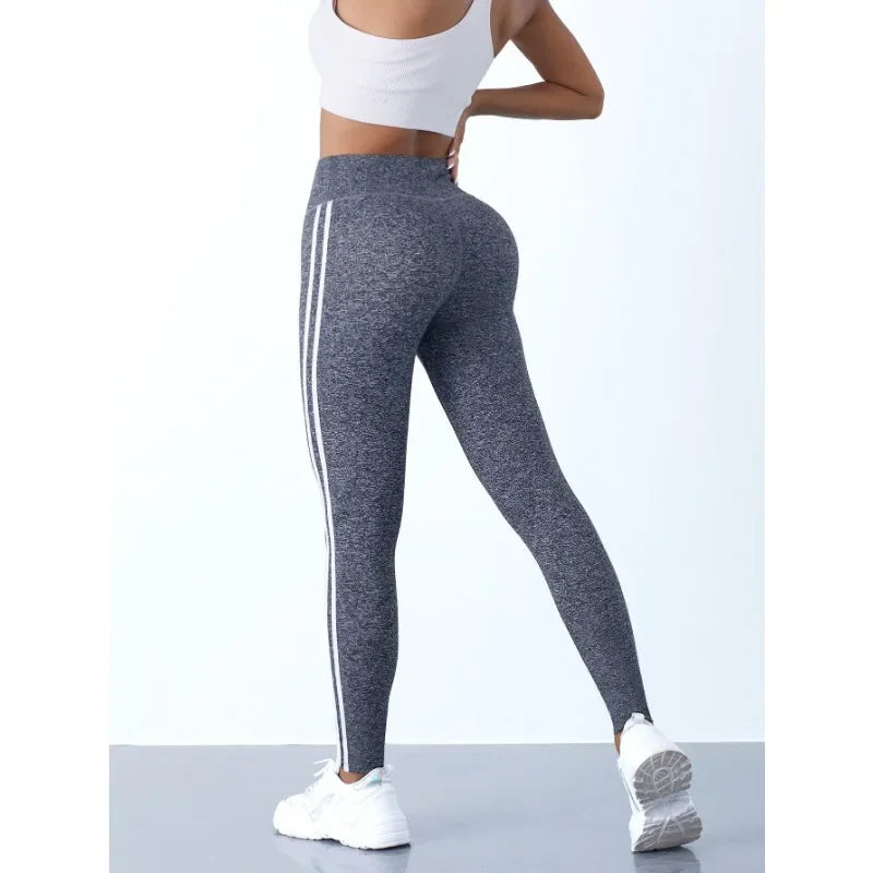 Leggings de Yoga pour femmes, pantalons de sport Slim rayés, taille haute, levage des hanches, collants décontractés, entraînement, course à pied, extensibles