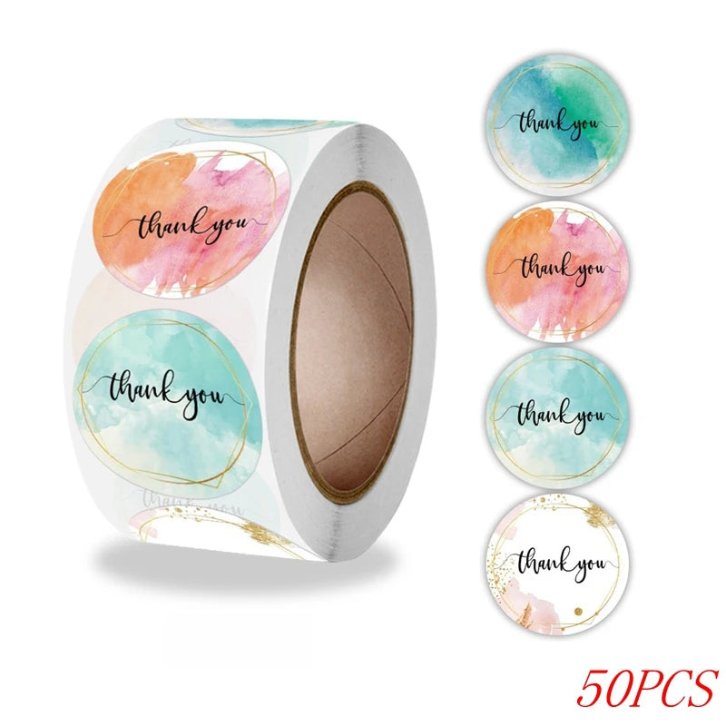 Étiquettes Autocollantes Bleues de Remerciements 50-500 Pièces, Sticker de Décoration, Sceau d'Enveloppes Fait à la Main, Fournitures de Papeterie, 1 Pouce