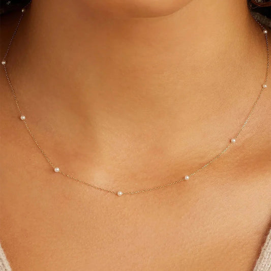 Collier  de perles pour femmes, longue chaîne