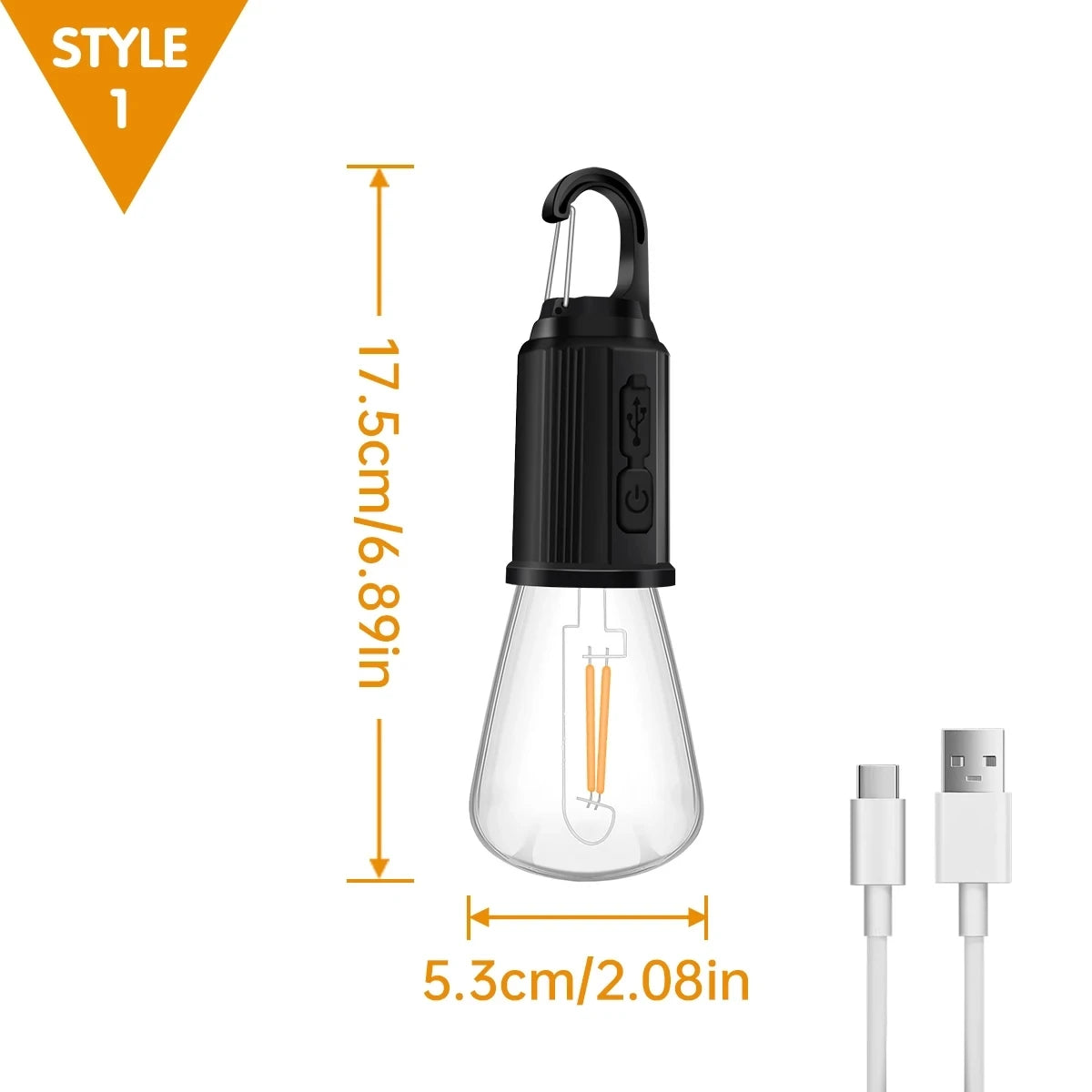 LED Camping Lights USB Rechargeable 3 Lighting Modes Dimmable Vintage Light Bulbs with Hook Outdoor Camping Hiking Tent Lantern