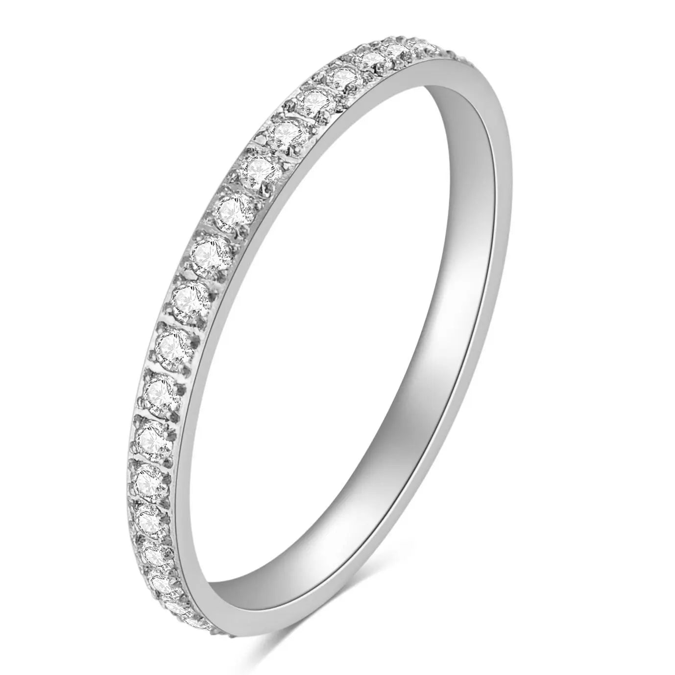 Petites bagues de fiançailles en acier inoxydable pour femmes, serties de canal en Zircon CZ