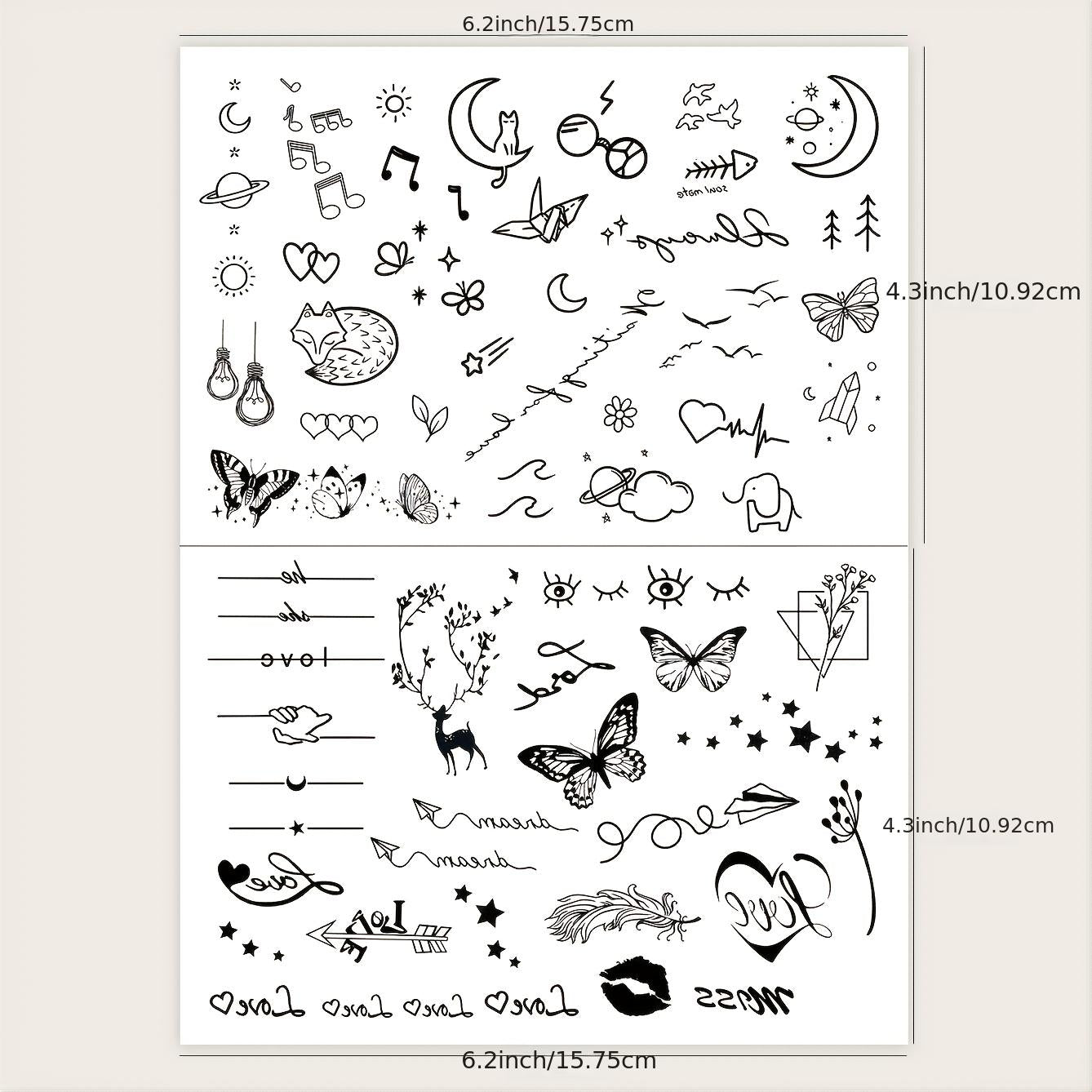 [Achetez-en 1, obtenez-en 1 gratuit] 2 feuilles d'autocollants de tatouage à petits motifs élégants pour F