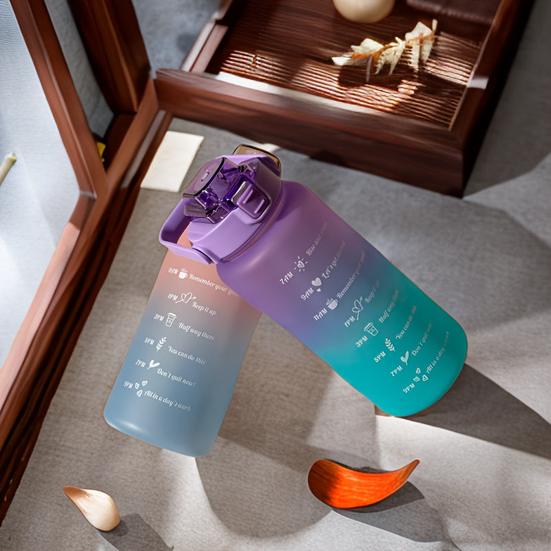 Bouteille d'eau de sport motivante de grande capacité de 2 L - Jus d'eau coloré…