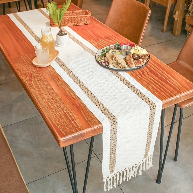 1pc, chemin de table en polyester, chemin de table rustique de ferme longue de style boho