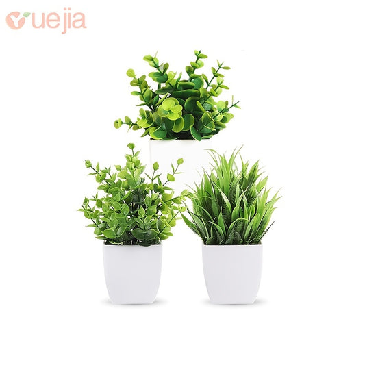 Ensemble de fleurs artificielles de qualité supérieure à 3 pots - parfait pour la décoration de la maison et les bureaux