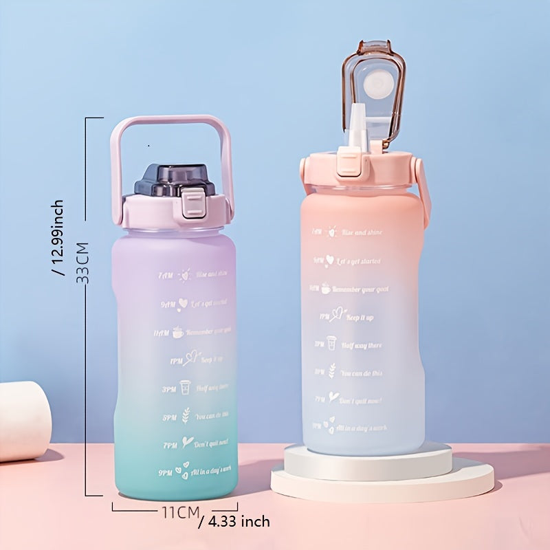 Bouteille d'eau de sport motivante de grande capacité de 2 L - Jus d'eau coloré…