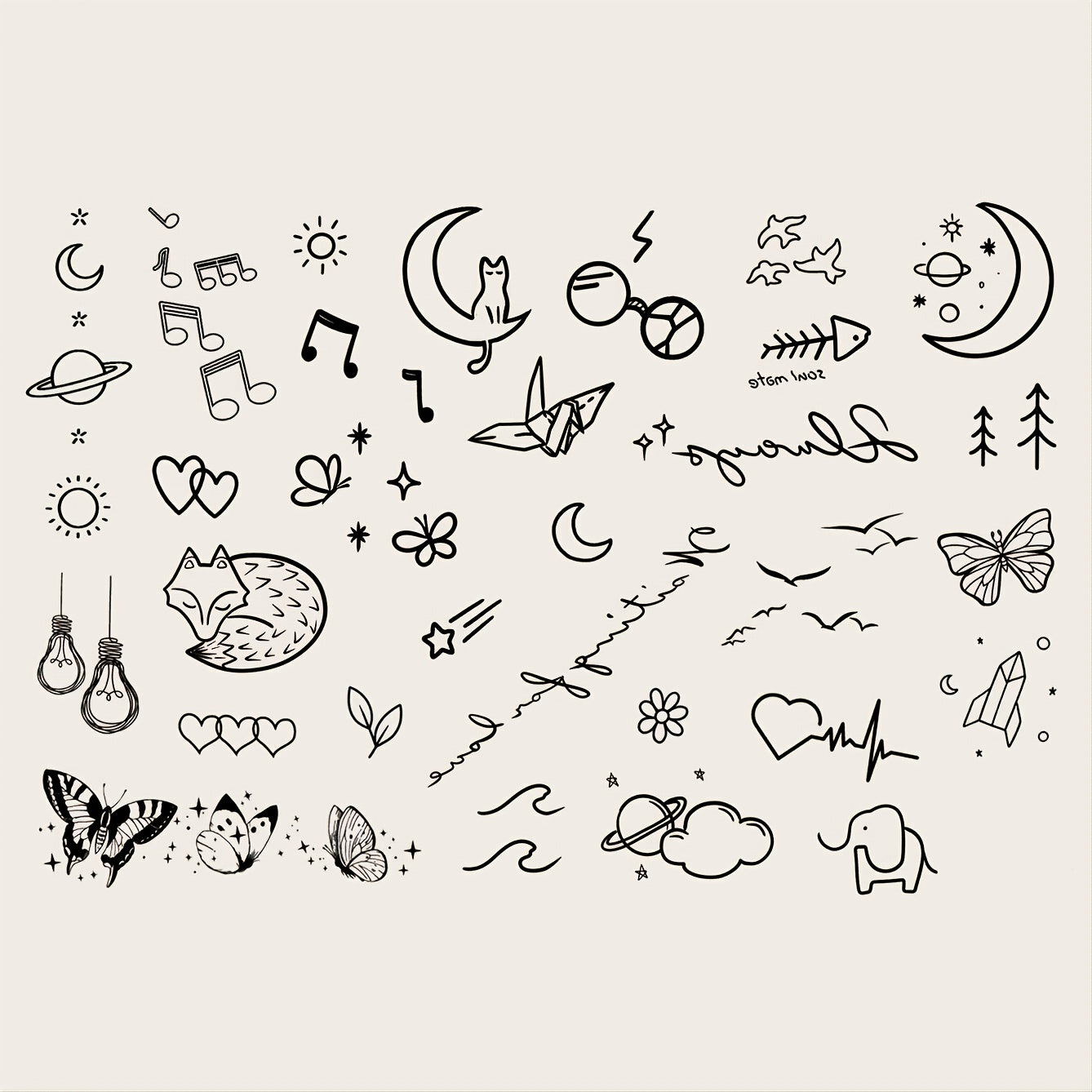 [Achetez-en 1, obtenez-en 1 gratuit] 2 feuilles d'autocollants de tatouage à petits motifs élégants pour F