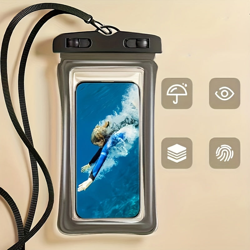 Pochette étanche pour téléphone, design 3D, compatible avec les coques épaisses, sac étanche en plastique transparent pour smartphones de 20,32 cm, avec tour de cou pour la plage, les croisières et les voyages