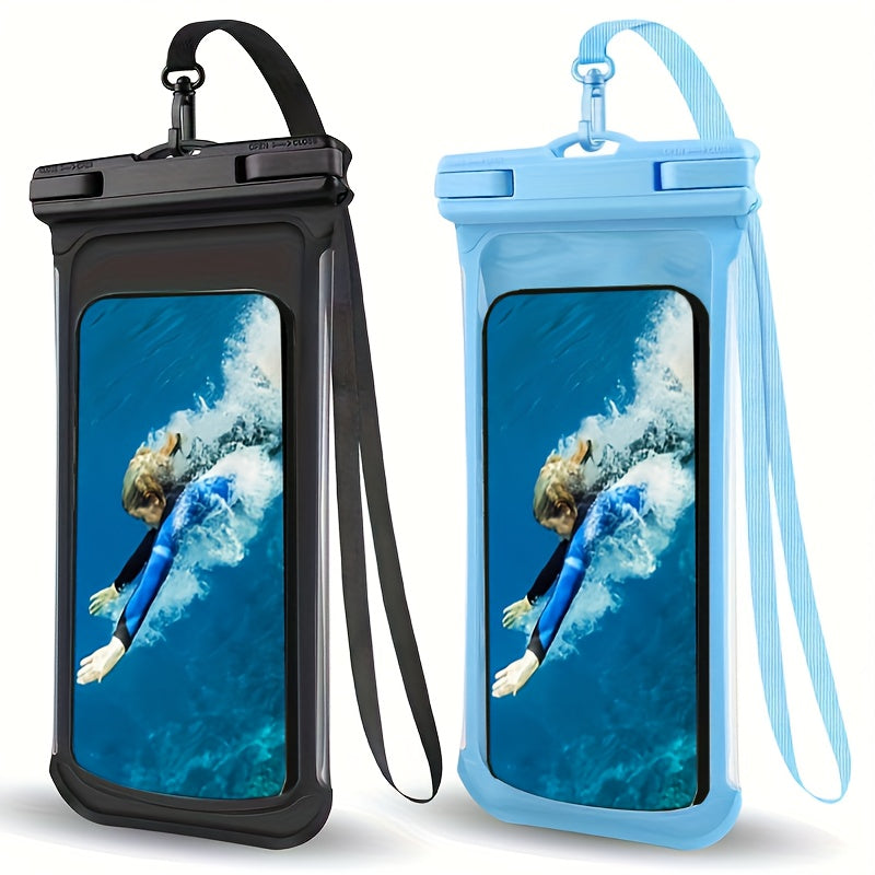 Pochette étanche pour téléphone, design 3D, compatible avec les coques épaisses, sac étanche en plastique transparent pour smartphones de 20,32 cm, avec tour de cou pour la plage, les croisières et les voyages