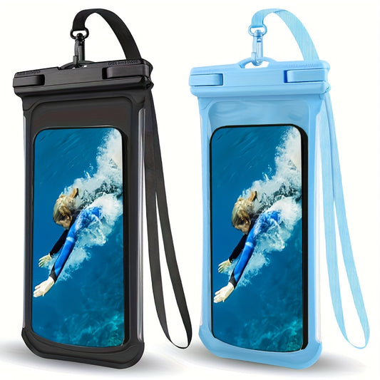 Pochette étanche pour téléphone, design 3D, compatible avec les coques épaisses, sac étanche en plastique transparent pour smartphones de 20,32 cm, avec tour de cou pour la plage, les croisières et les voyages