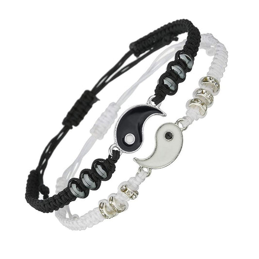 Lot de 2 bracelets BBF pour filles, cordons réglables assortis Yin Yang